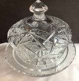 Covered butter dome with under Plate cut glass