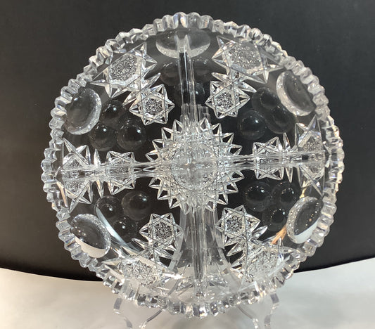 ABP cut glass 4 section dish antique crystal