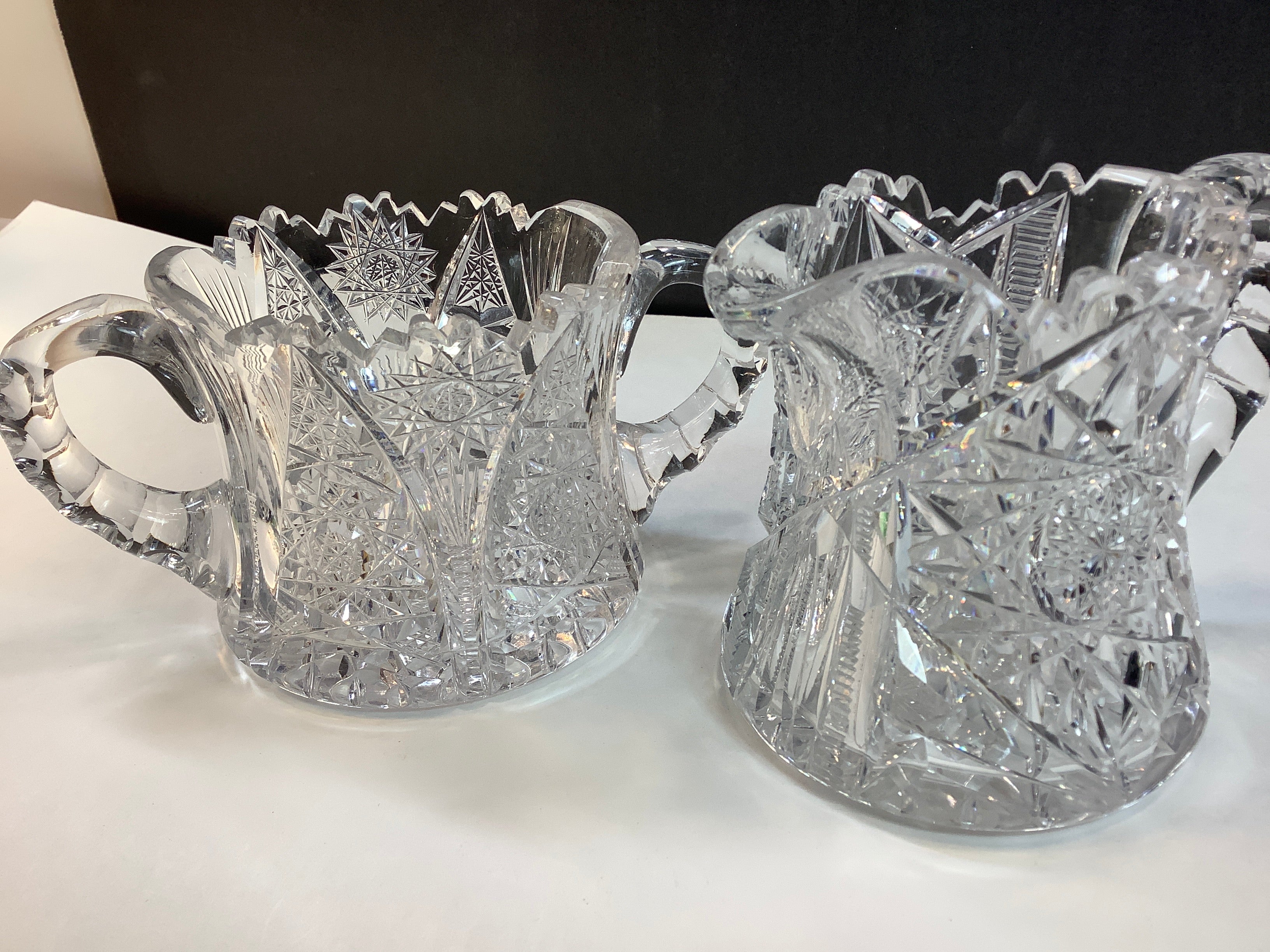 Vintage and Antique ABP American Brilliant Cut selling Glass Creamer and Sugar Bowl