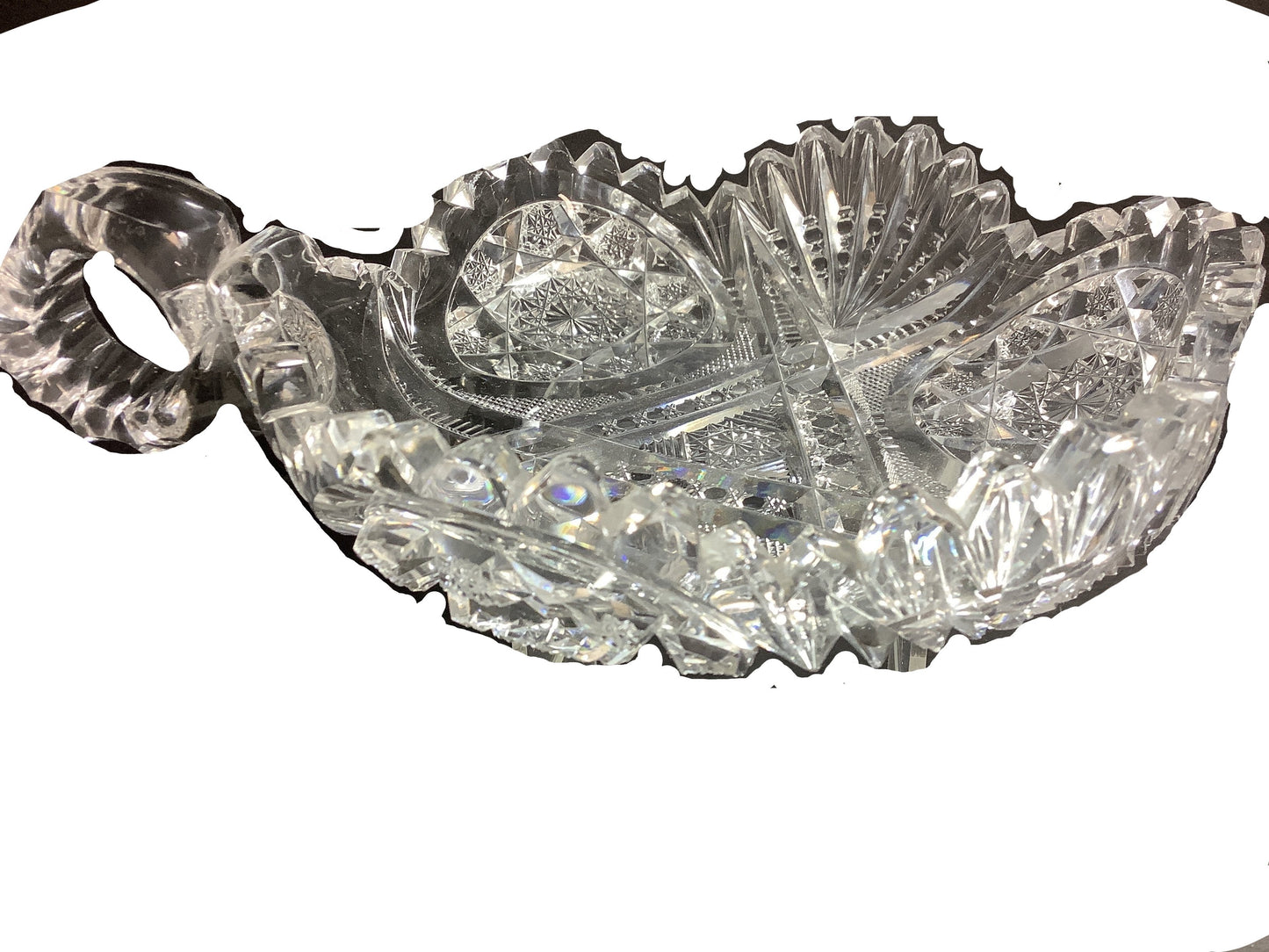 ABP Crystal Cut Glass handled nappie Sparkles